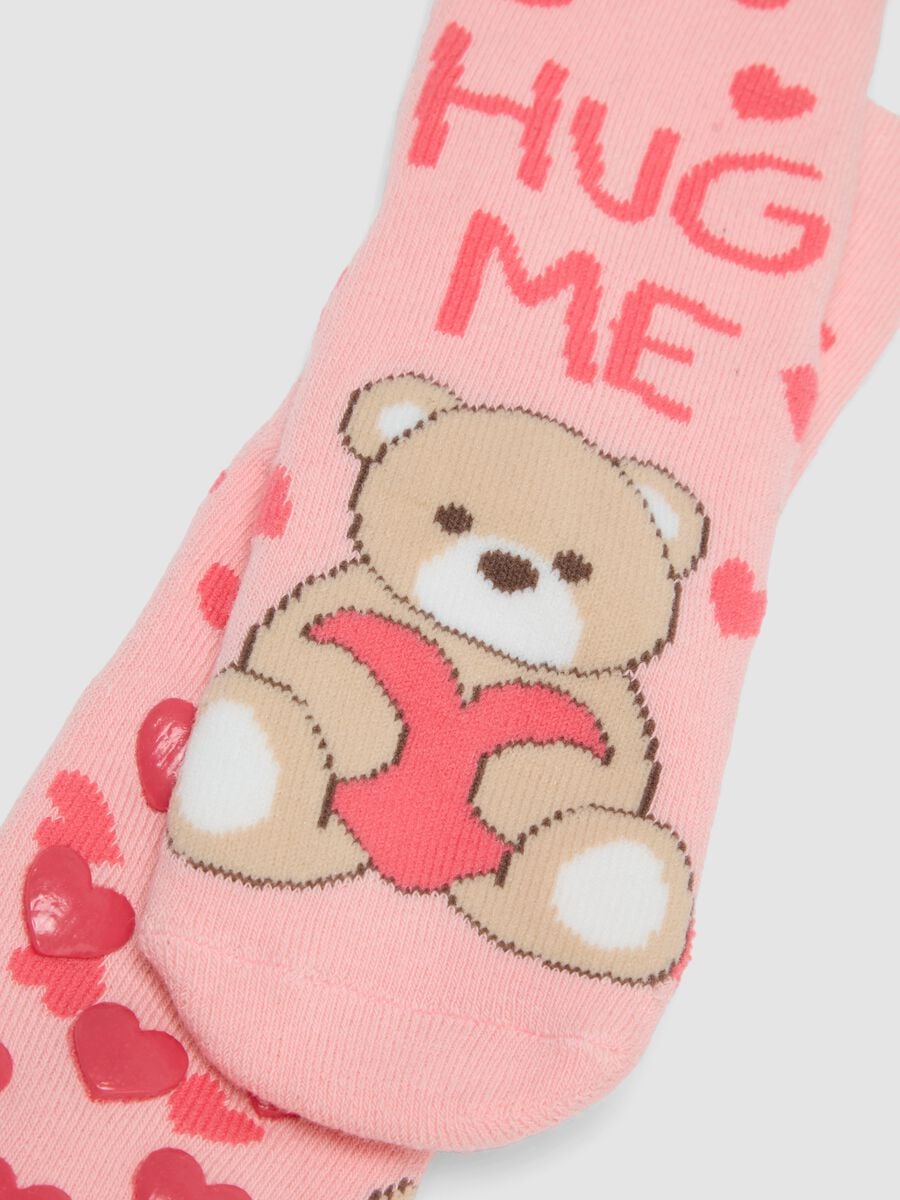 2-pack pink non-slip socks in stretchy organic cotton_1