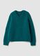 Oversized teal-green V-neck jumper in stretch mohair and merino wool_0