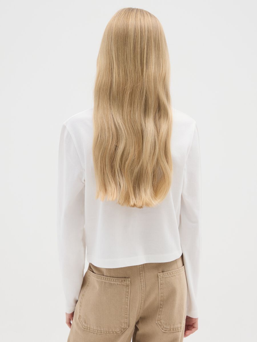 T-shirt da ragazza in puro cotone bianca regular fit_1