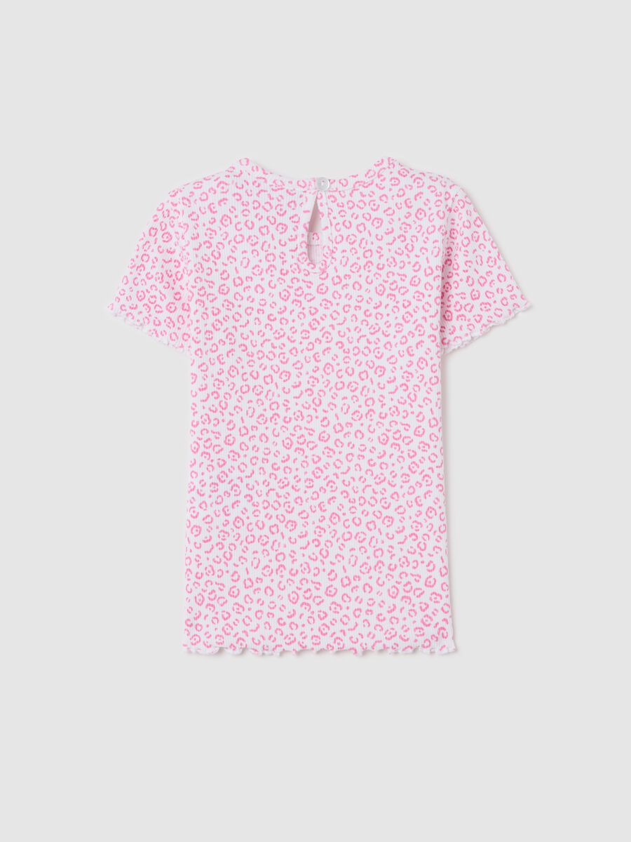 White ribbed T-shirt with animal print_1