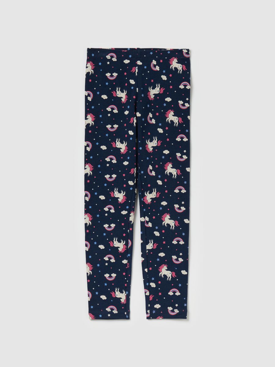 Printed stretch cotton leggings_0