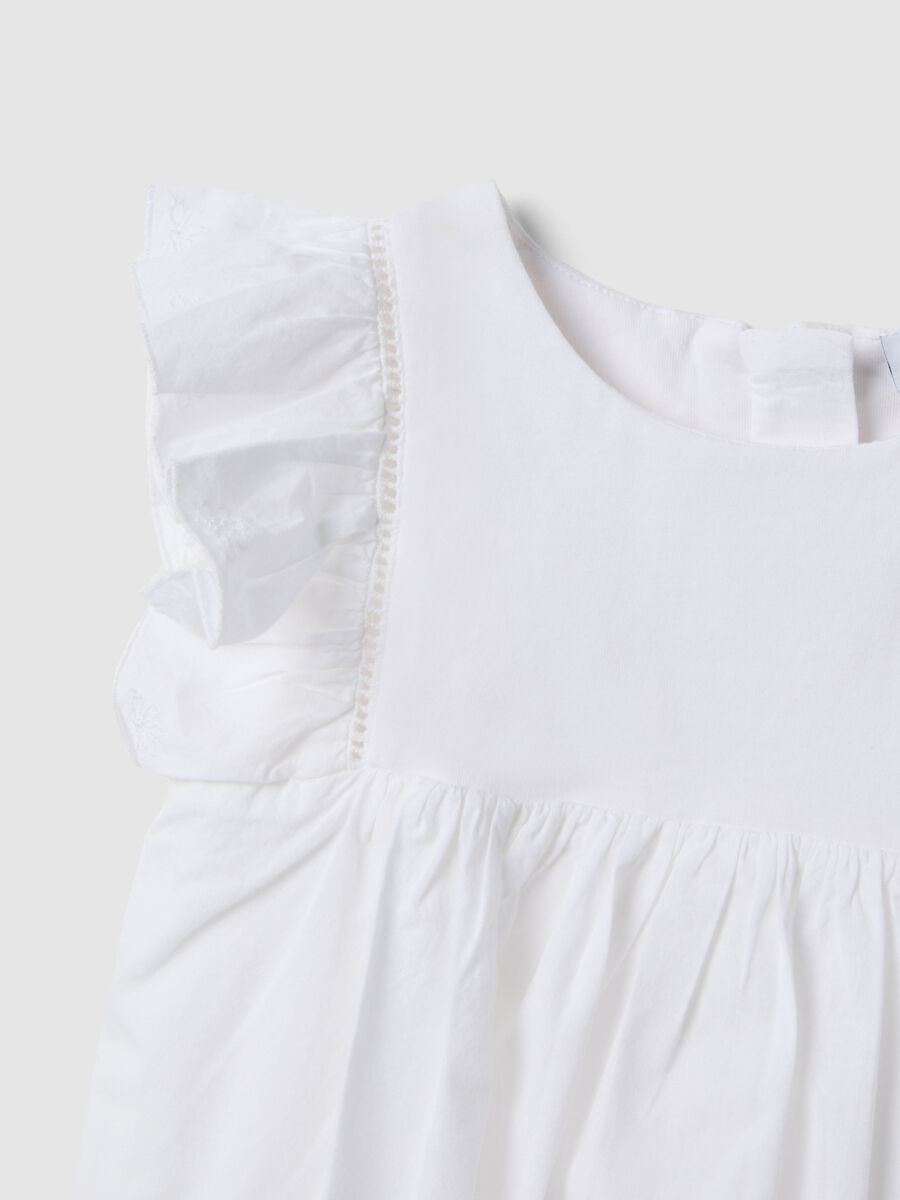 White pure cotton baby shirt, regular fit with ruffle_2