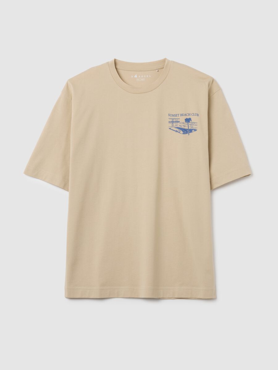 Men's beige pure cotton boxy fit T-shirt_0