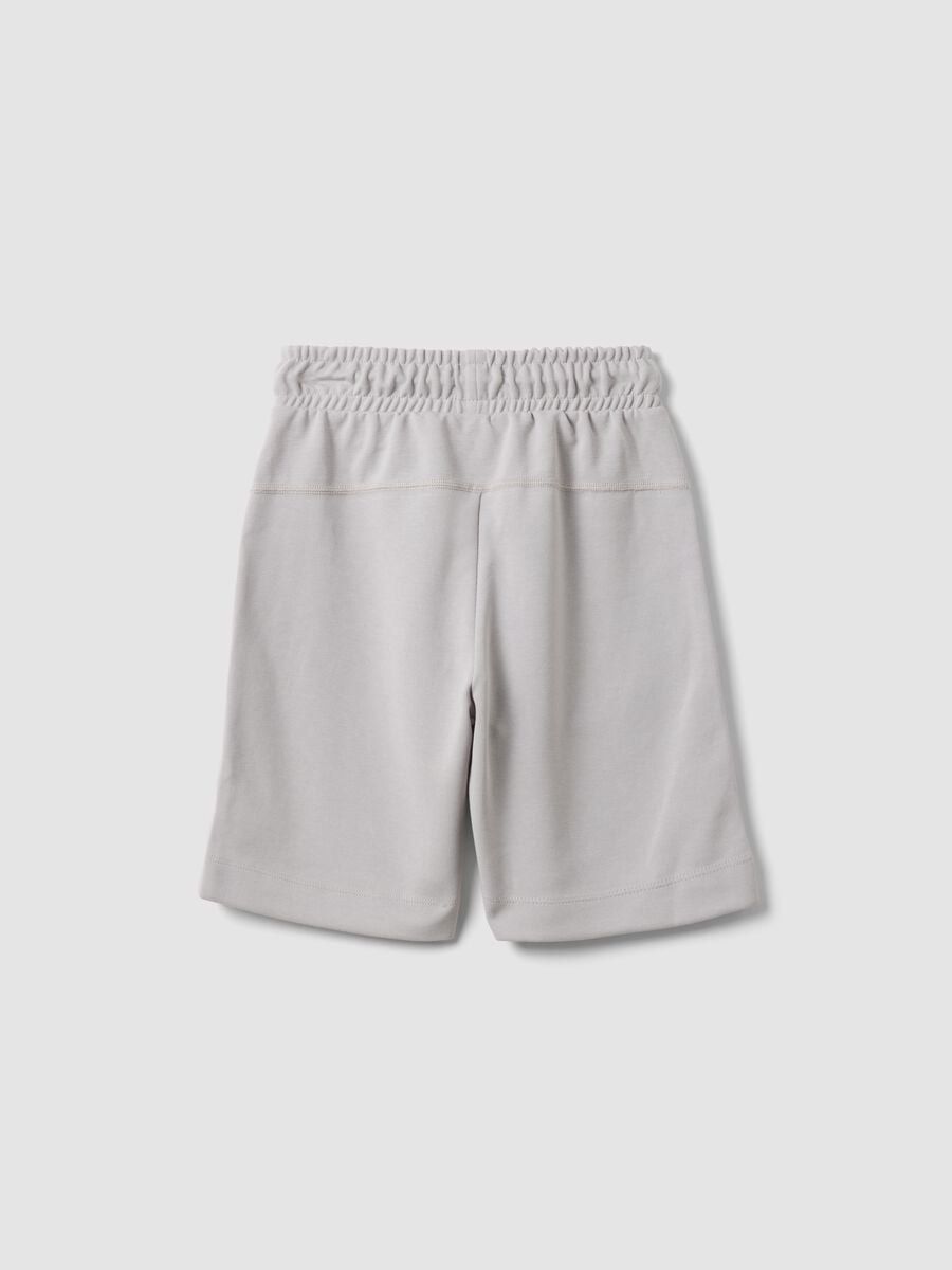 Grey cotton-blend bermuda shorts with elasticated waist_1