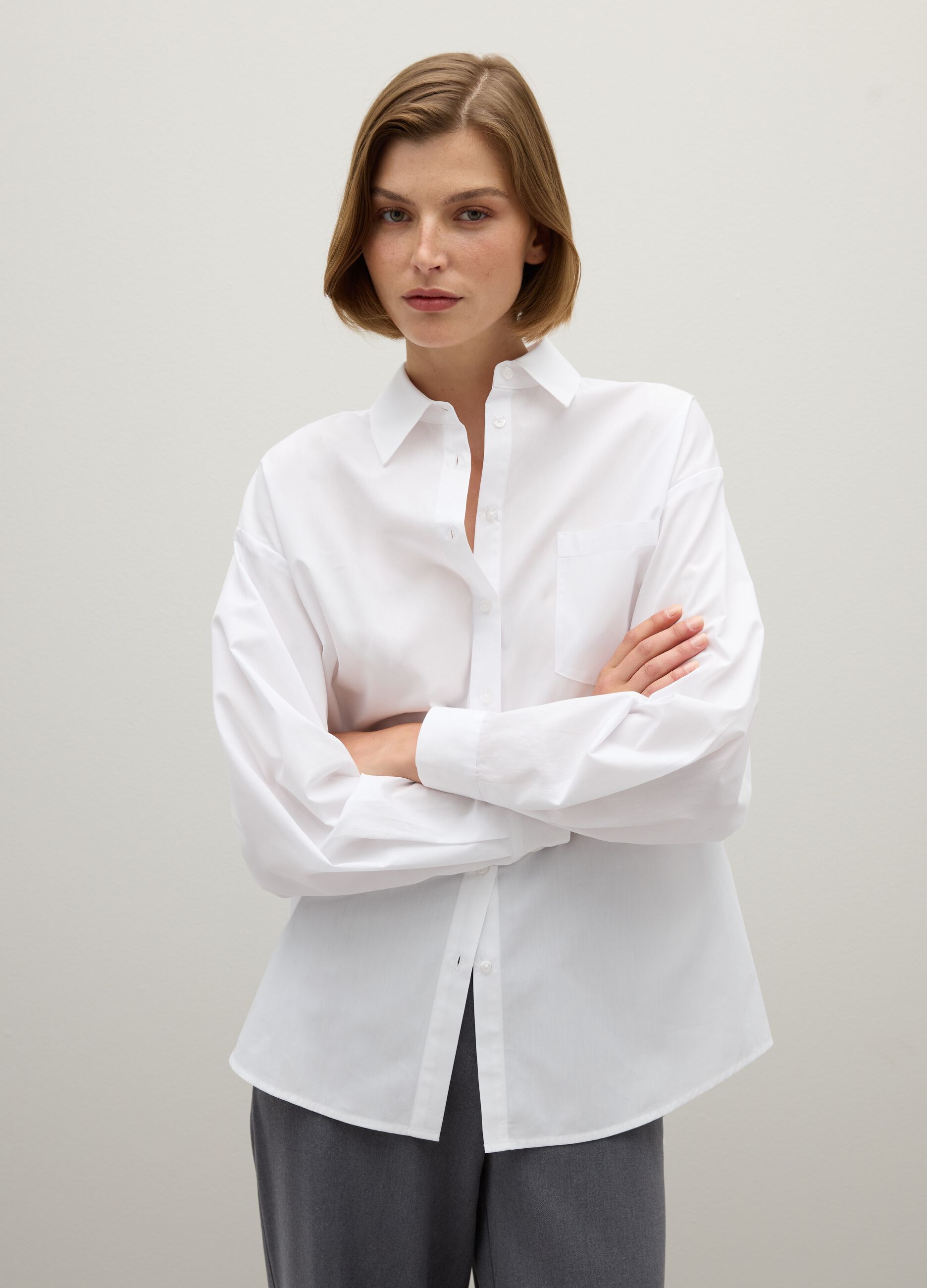 Oversized white cotton shirt