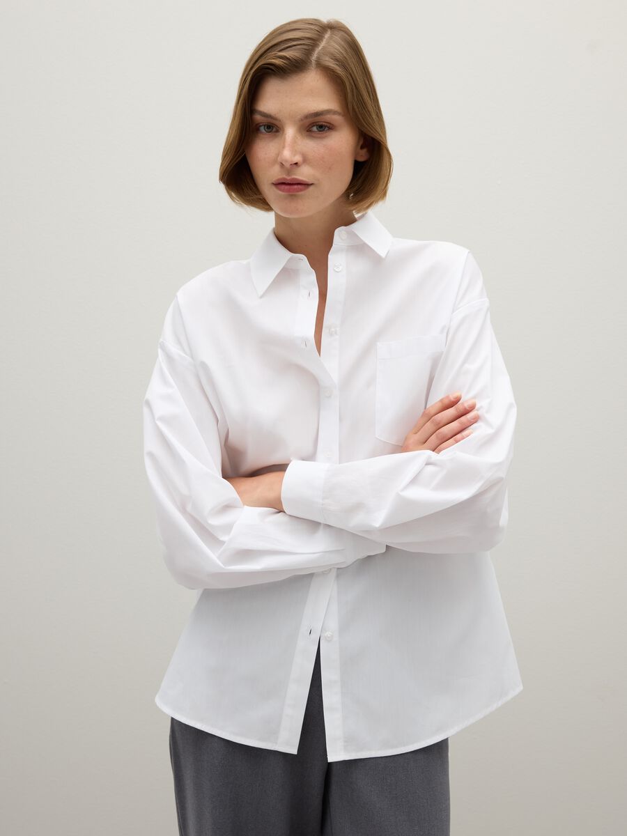 Camicia bianca oversize in cotone_1