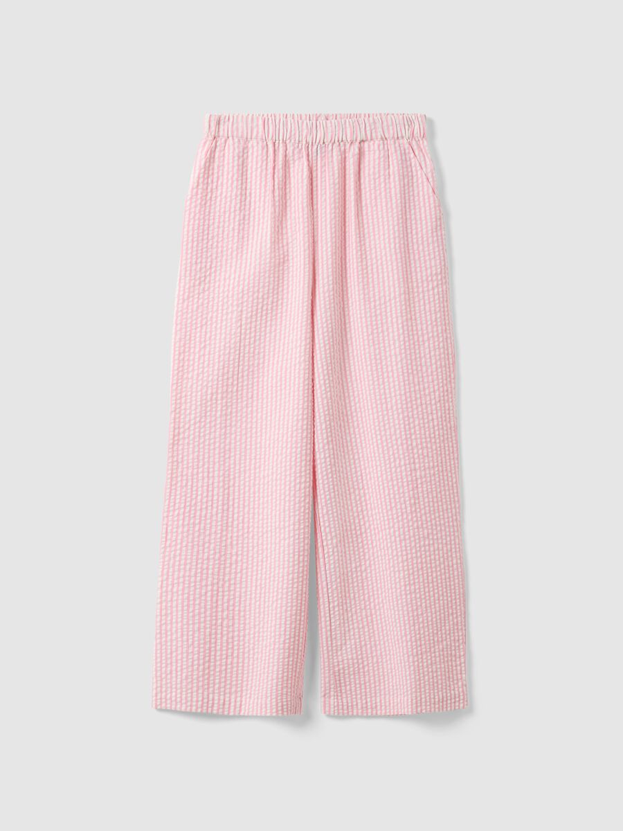Multicoloured striped pure cotton pyjama trousers in regular fit_0