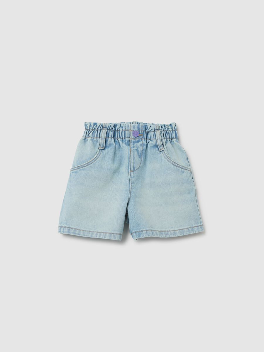 Light denim shorts for girls in pure cotton_0