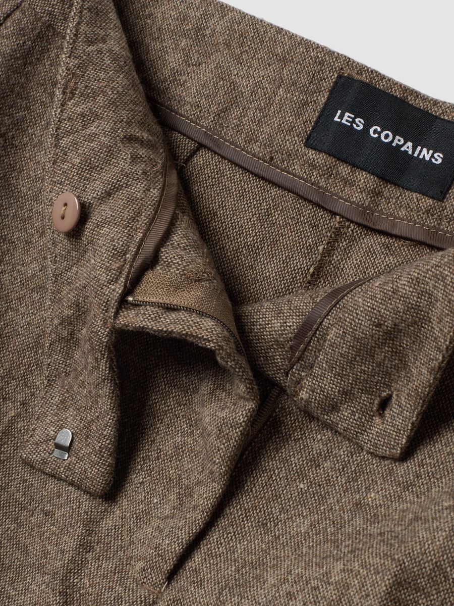 Brown wool-blend flared trousers_1