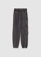 Girls' Regular Fit Grey Cotton Blend Cargo Jogger Trousers_0
