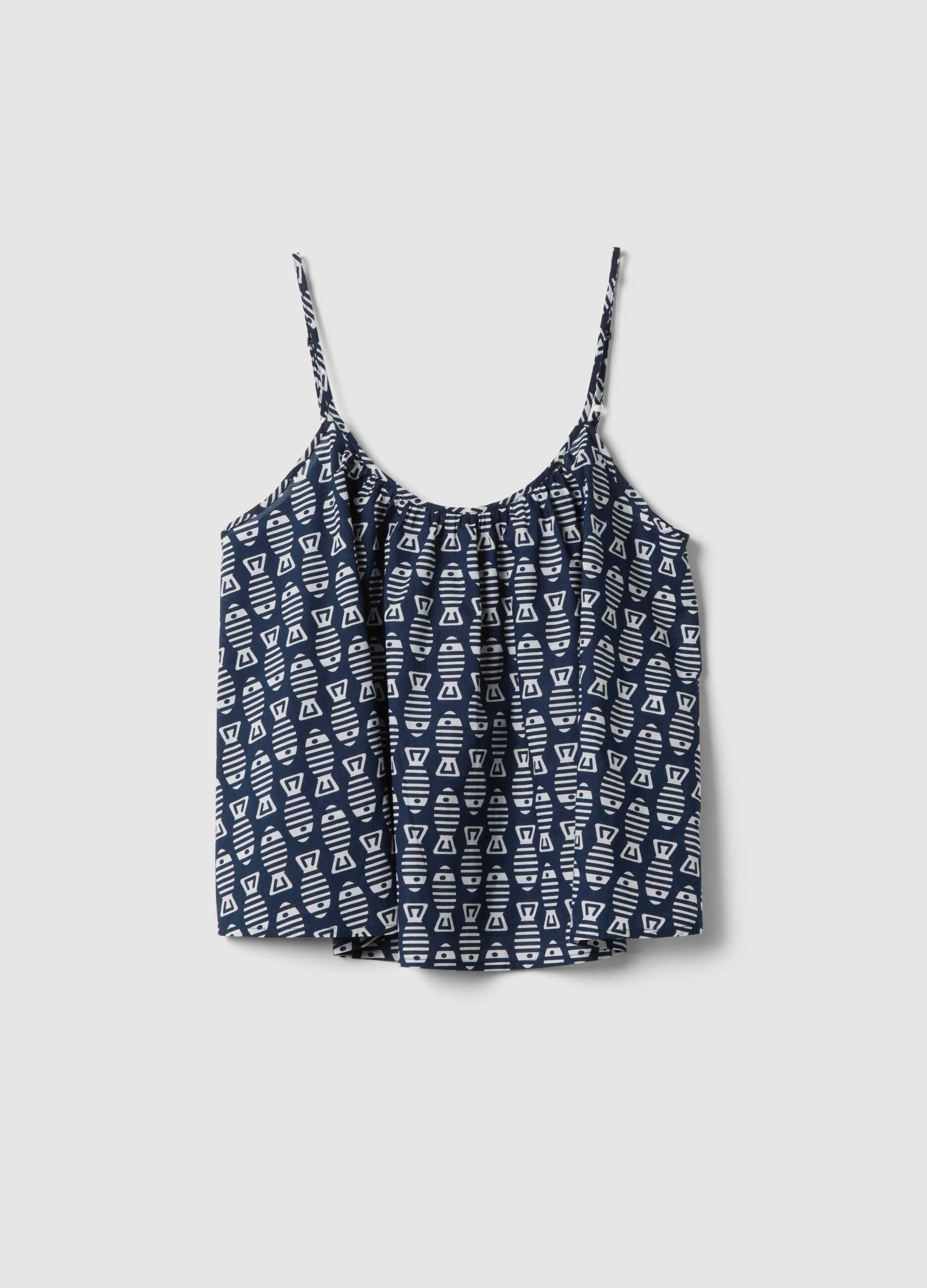 Blue pure cotton cami top with thin straps