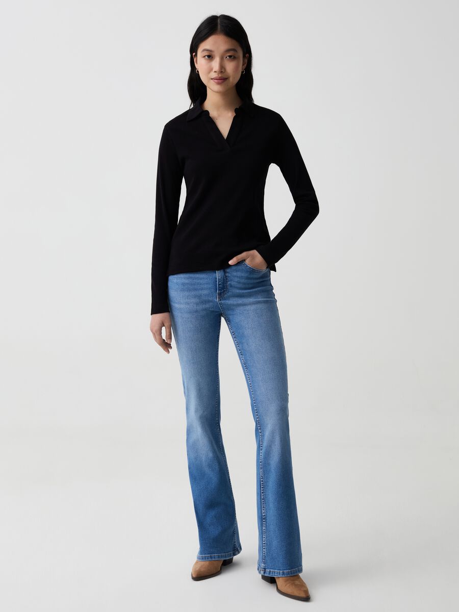 Long-sleeved T-shirt with polo neck_1
