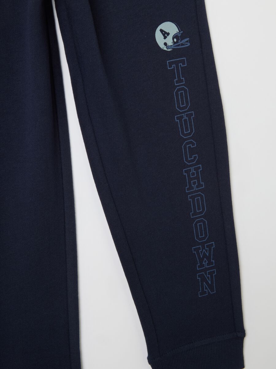 Blue pure cotton regular fit boys' trousers with print_2