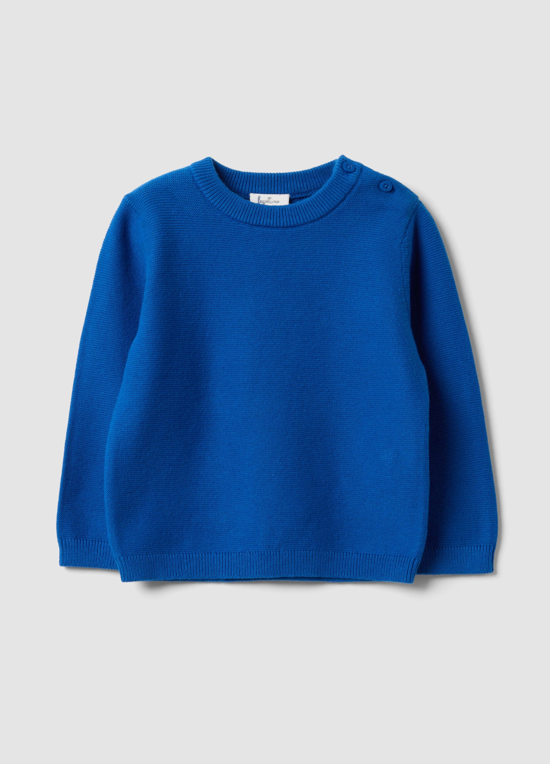 Blue pure cotton button jumper, regular fit, for baby boy