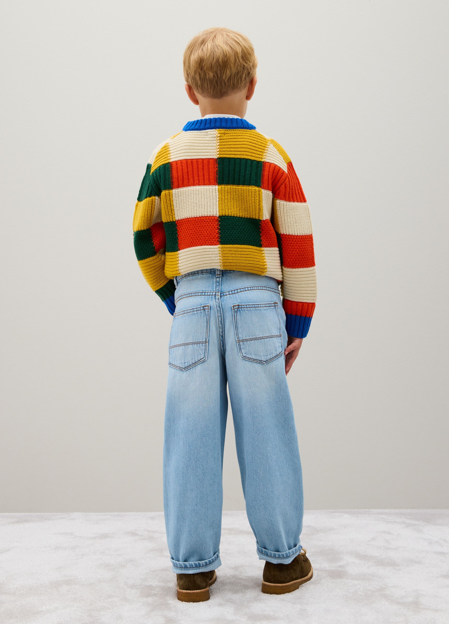 Blue cotton blend regular fit children's jeans