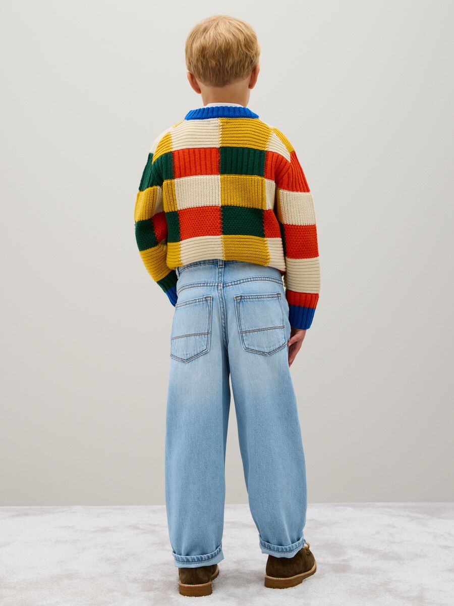 Blue cotton blend regular fit children's jeans_2