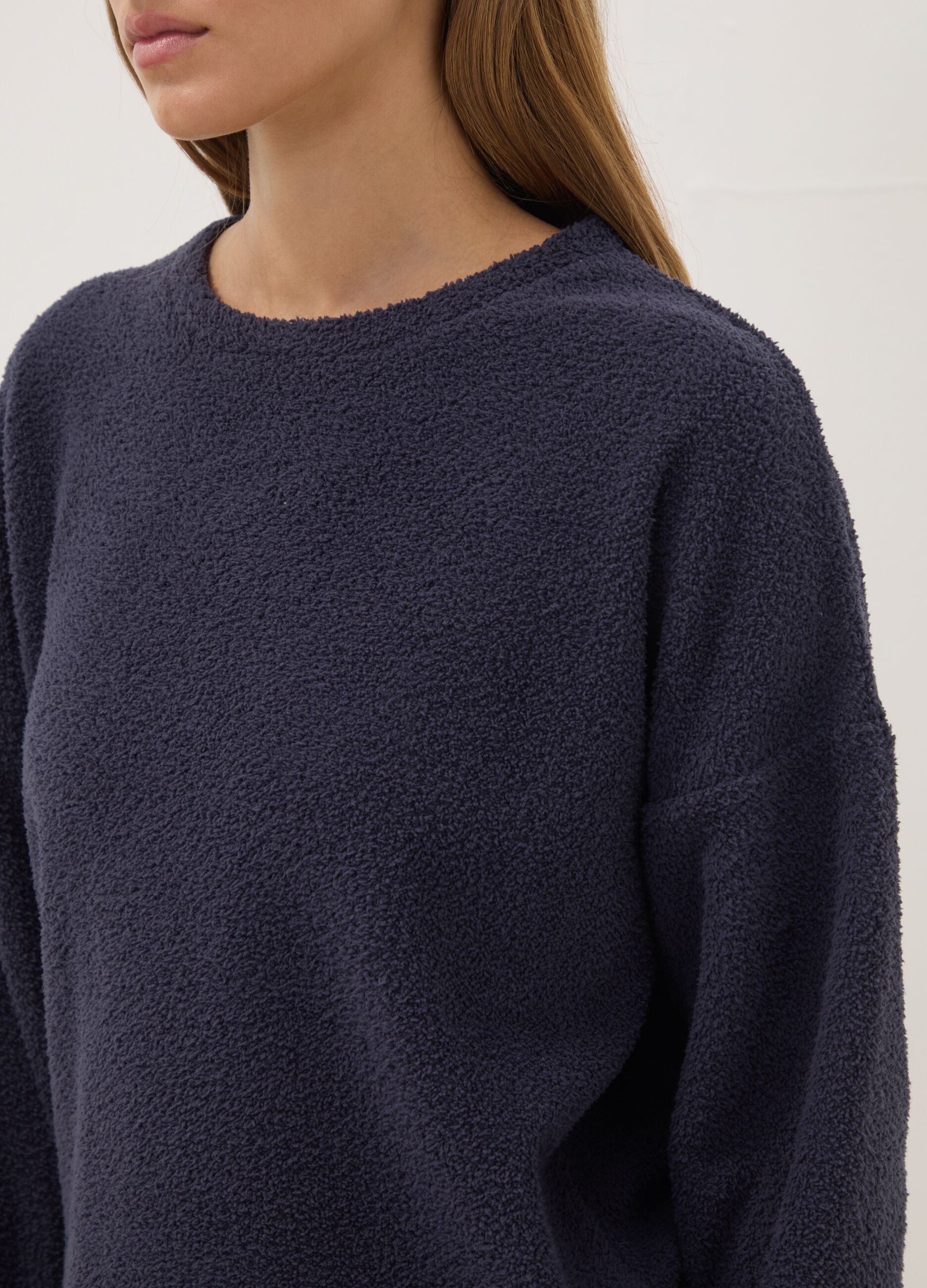 Blue stretch-fabric crew-neck pyjamas