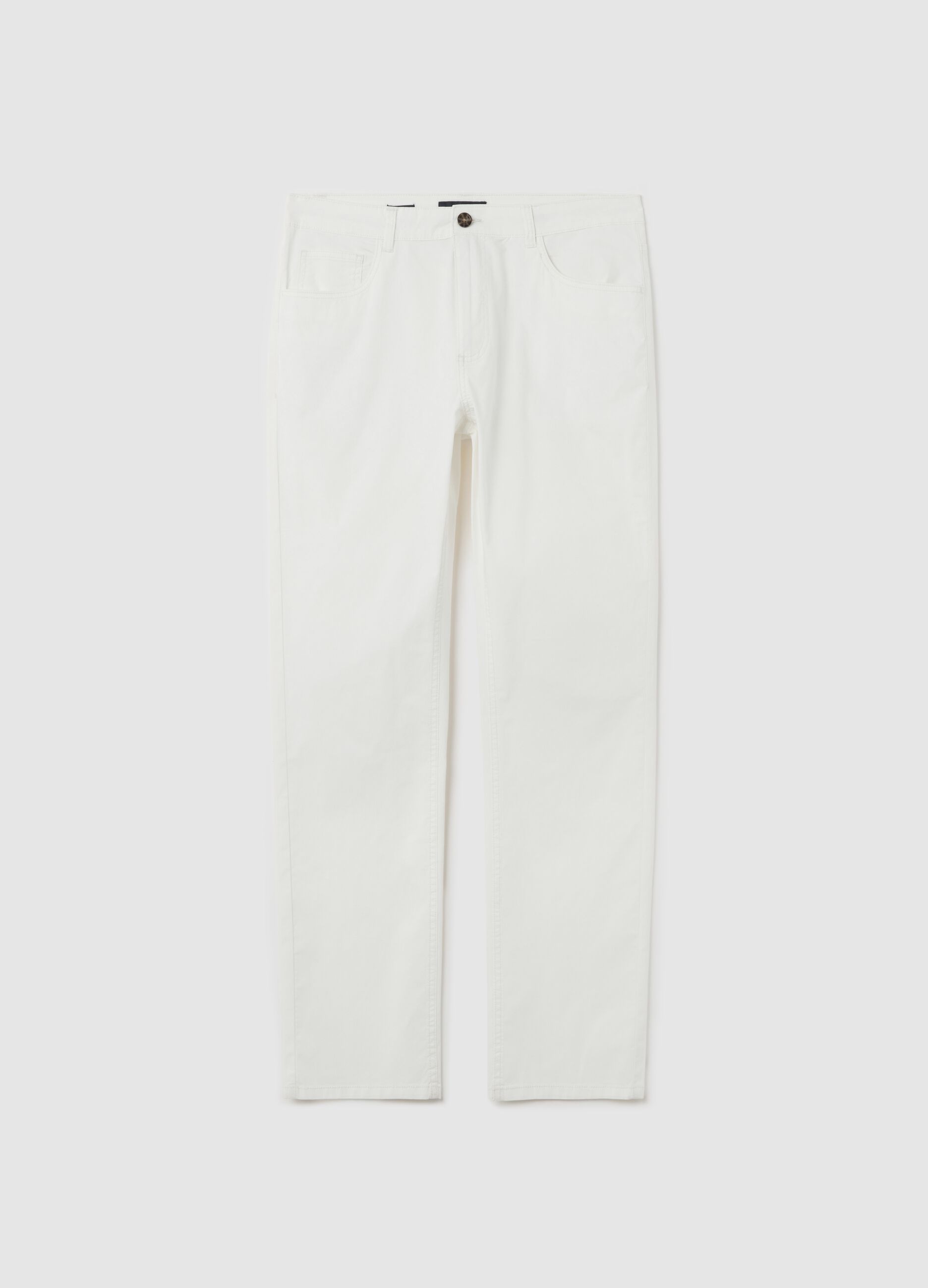 Pantaloni bianchi chino cinque tasche in cotone stretch