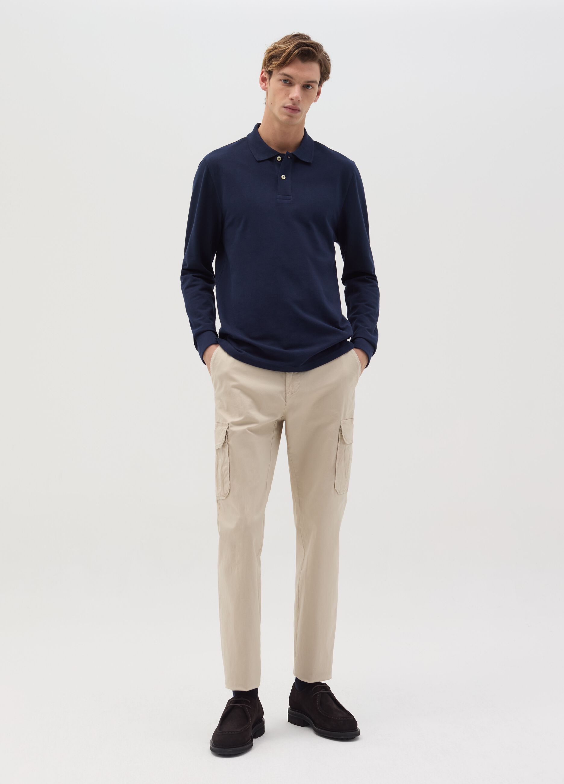 Slim-fit cargo pants in stretch cotton
