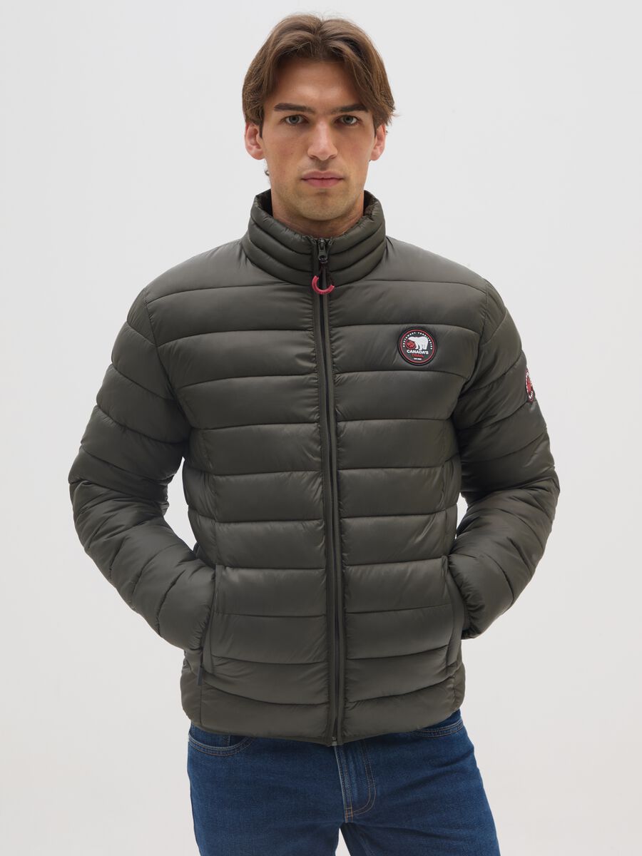 Green Padded Jacket with Zip_0