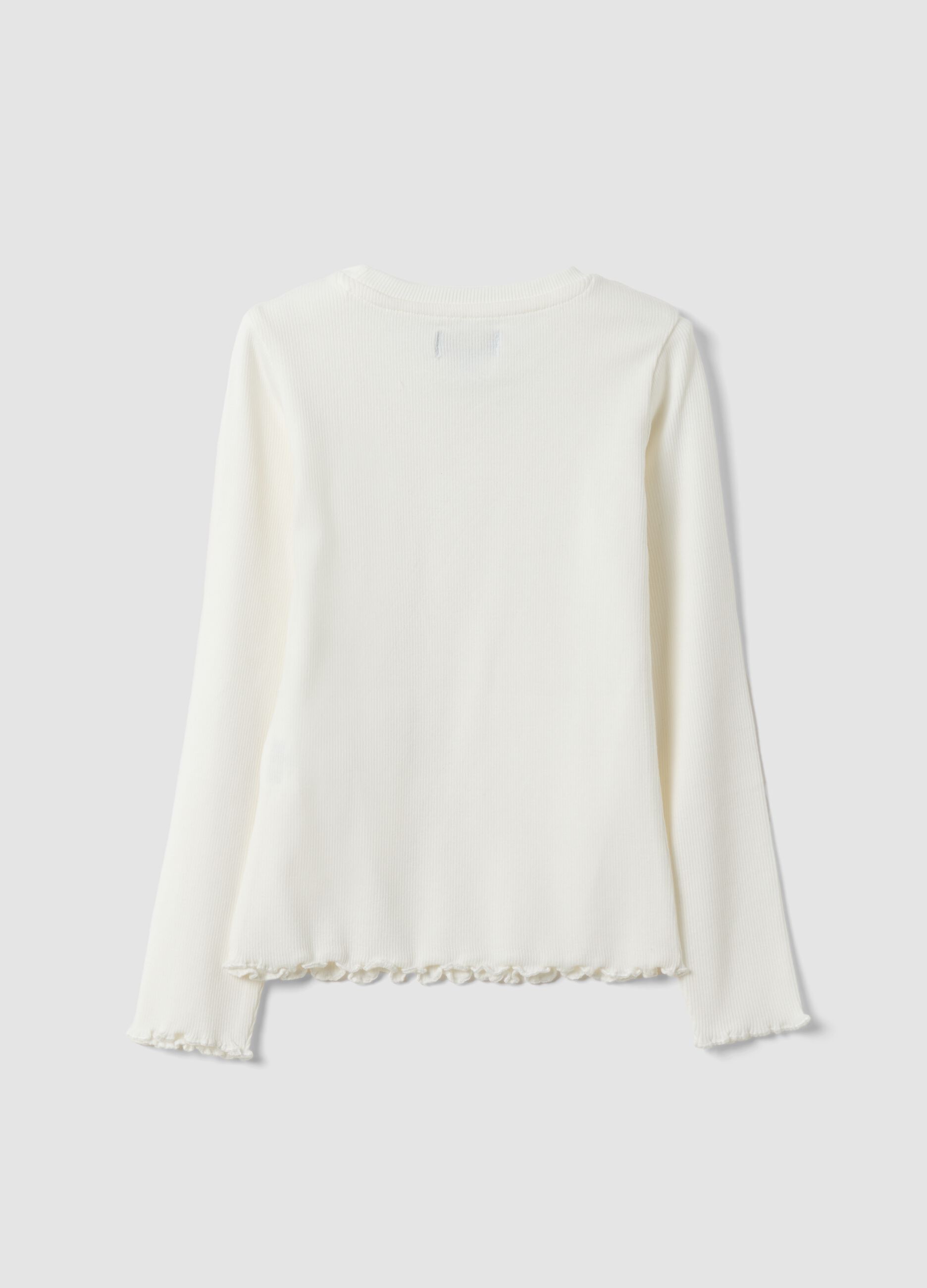 White ribbed organic stretch cotton T-shirt
