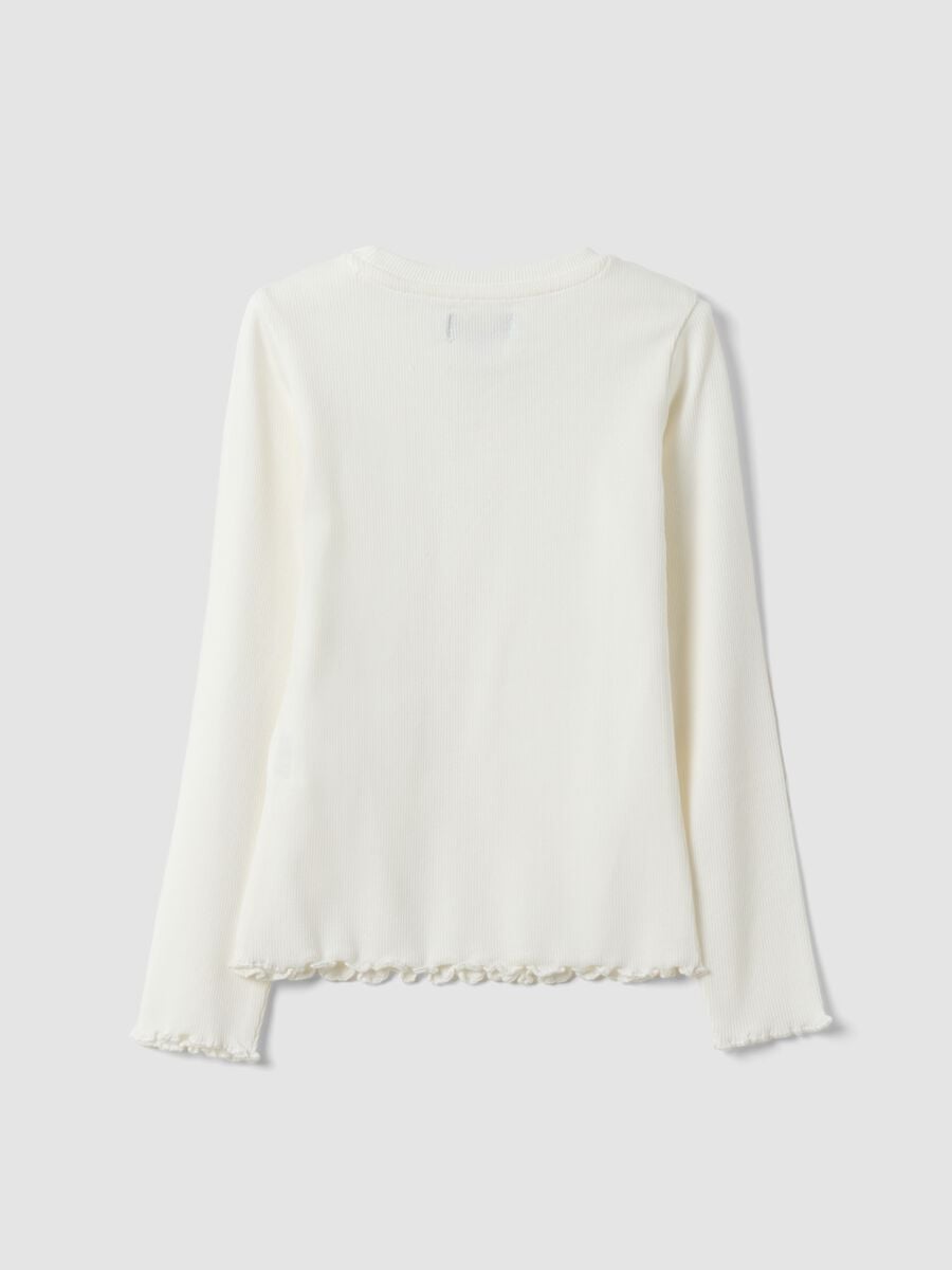 White ribbed organic stretch cotton T-shirt_1