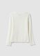White ribbed organic stretch cotton T-shirt_1