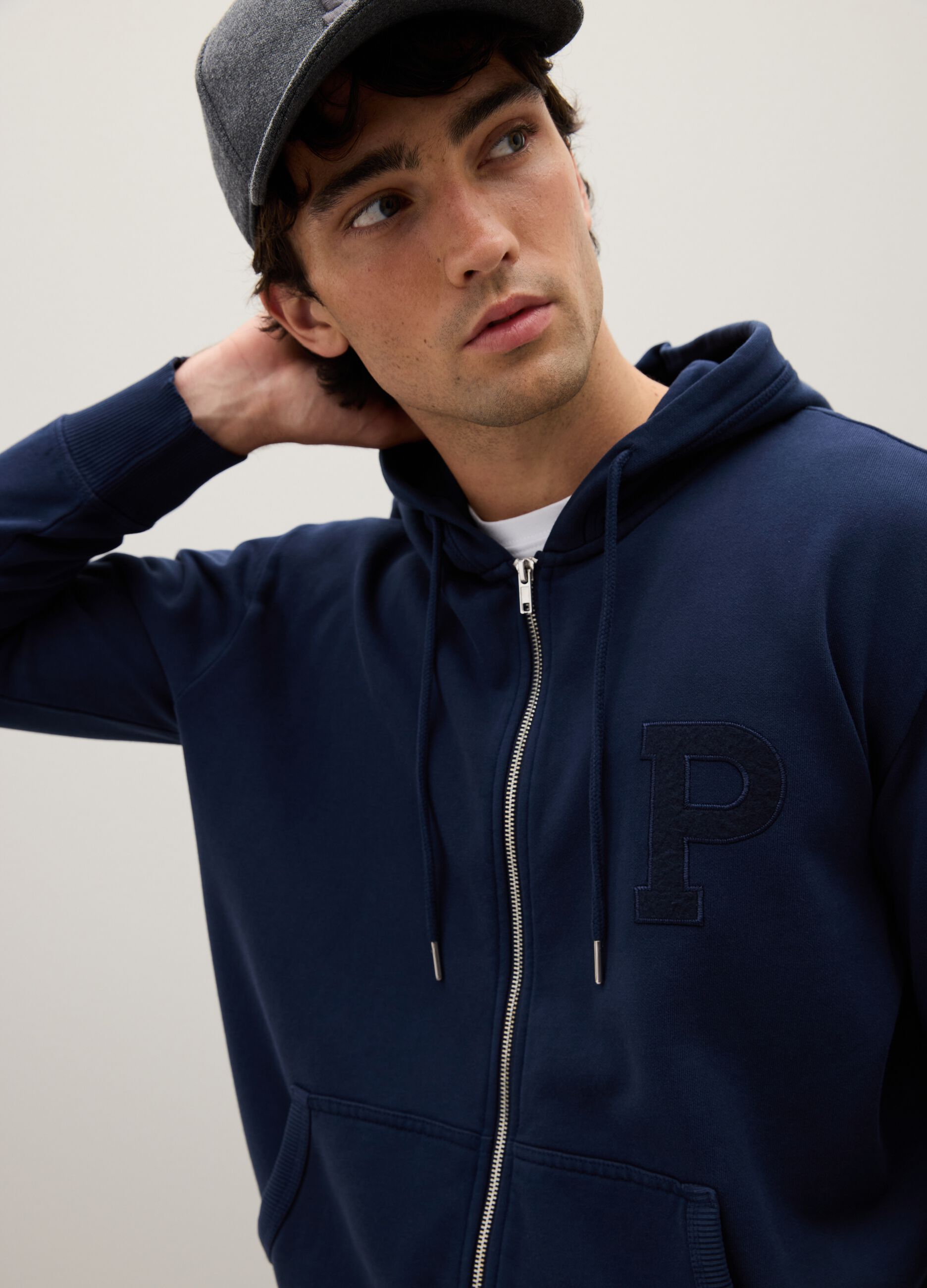 Blue Cotton Hooded Sweatshirt
