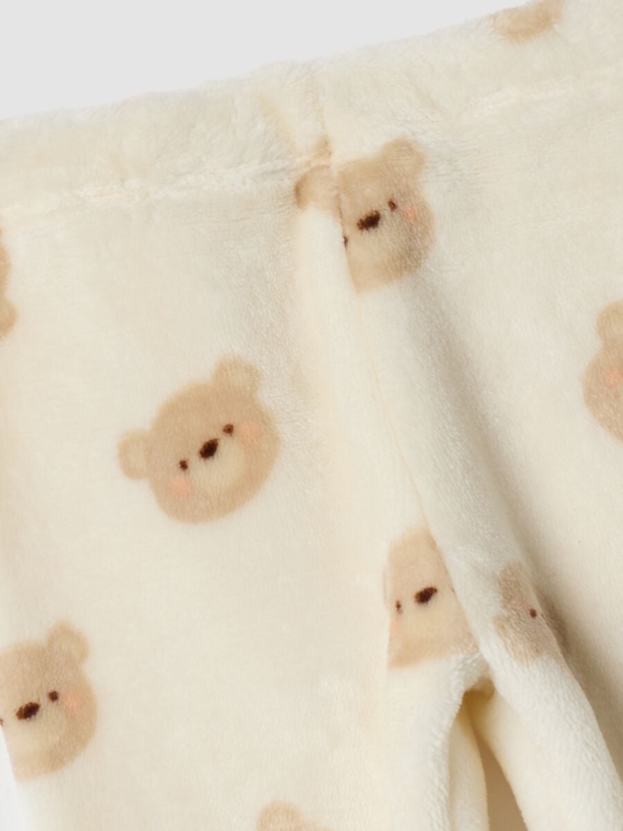 Pigiama set bianco avorio con girocollo e stampa orsetti_3