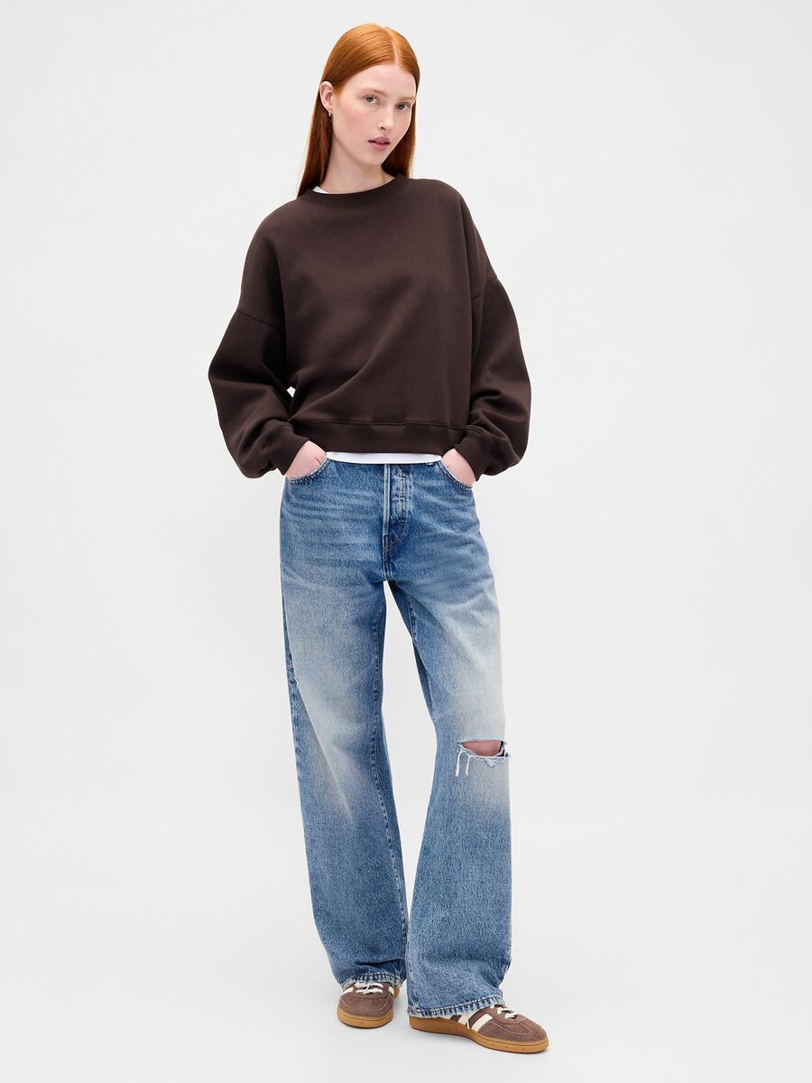 Brown Cotton Blend Crew Neck Sweatshirt_2