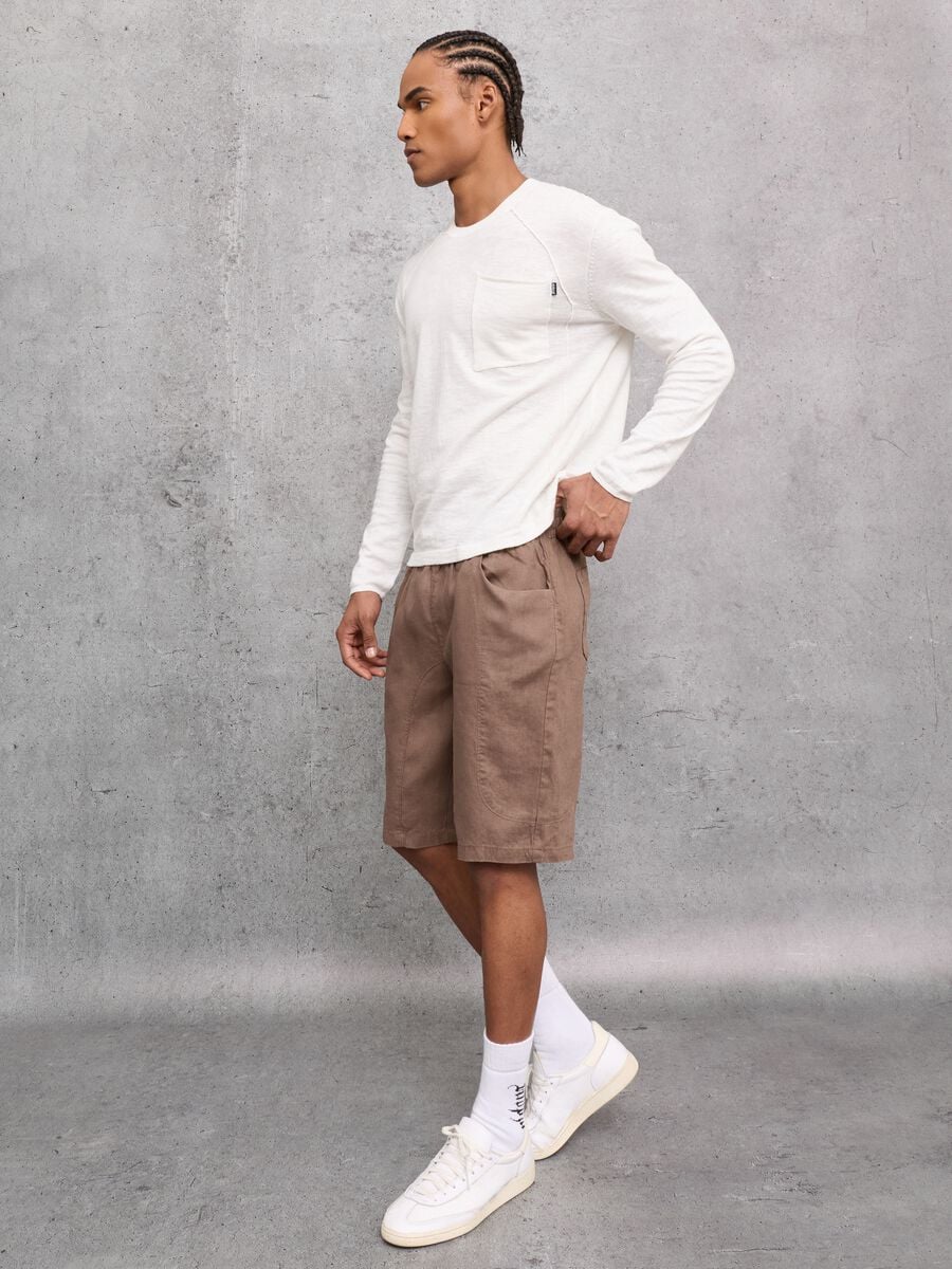 100% Linen Shorts Mocha_4