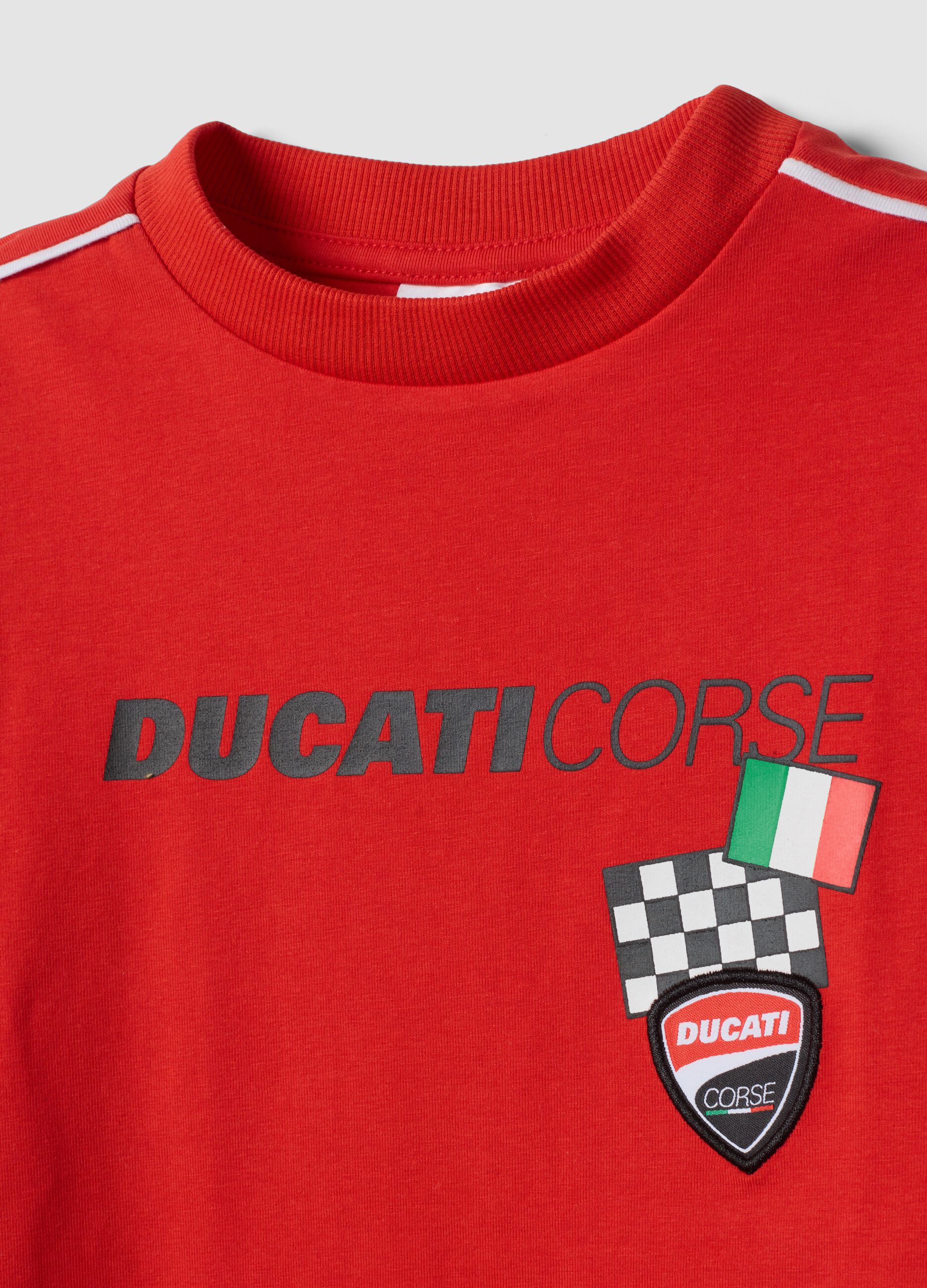 Red short-sleeve stretch cotton T-shirt for boys, regular fit