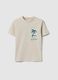 T-shirt in puro cotone beige da bambino regular fit con stampa palma_0