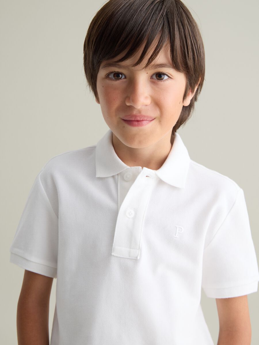 White Short Sleeve Cotton Polo_1