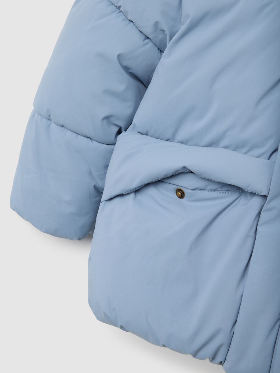 Blue padded jacket with removable hood_3