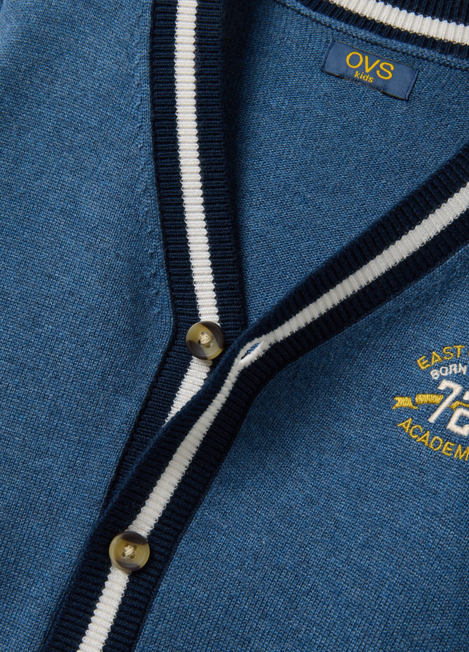 Blue regular-fit cardigan in viscose and wool blend