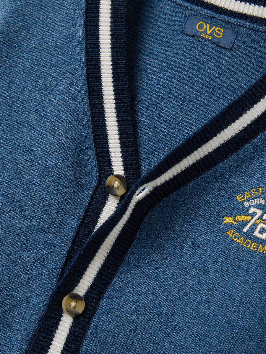 Cardigan blu in misto viscosa e lana regular fit_2