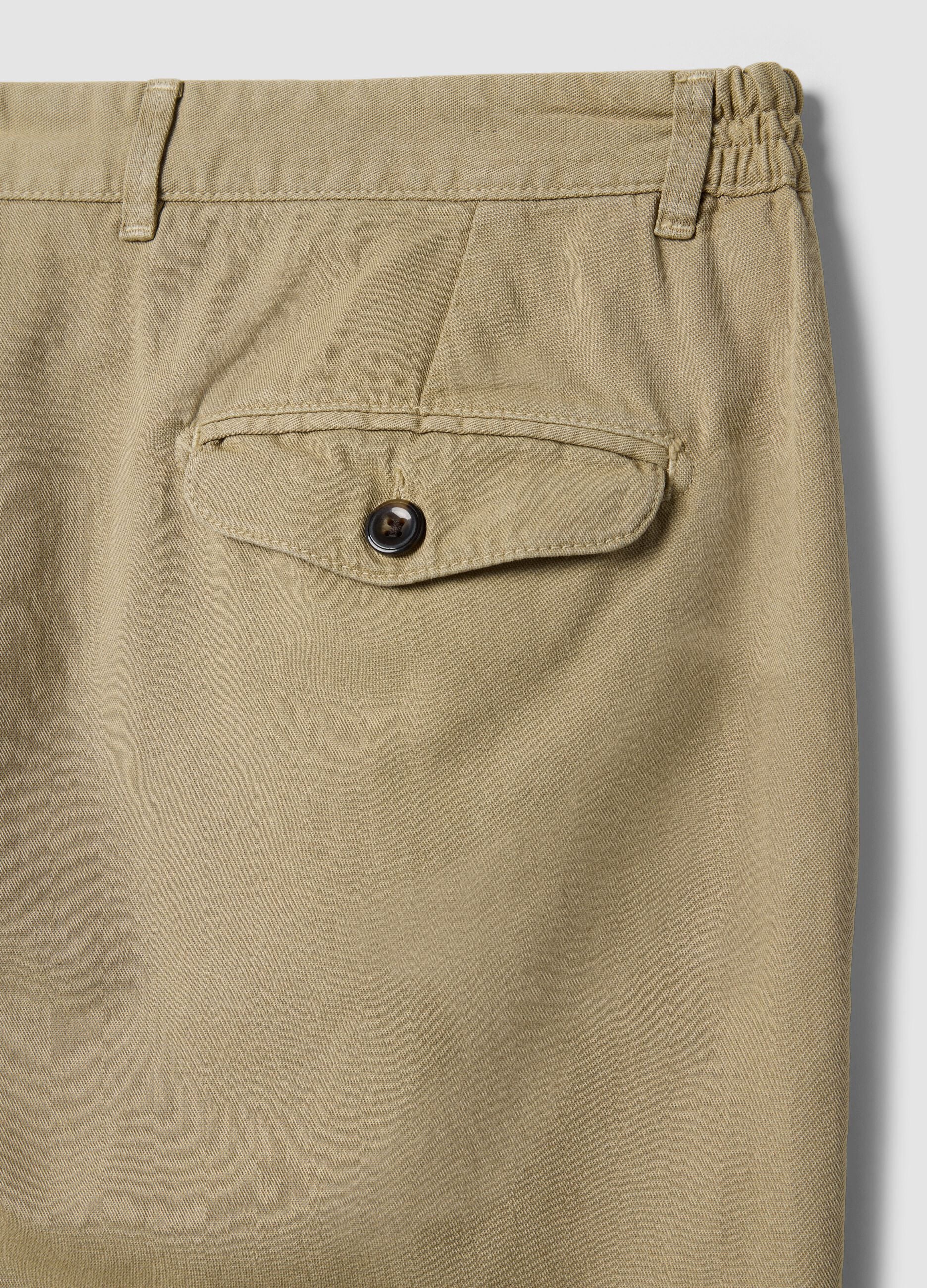 Beige pure cotton carrot-fit chino trousers
