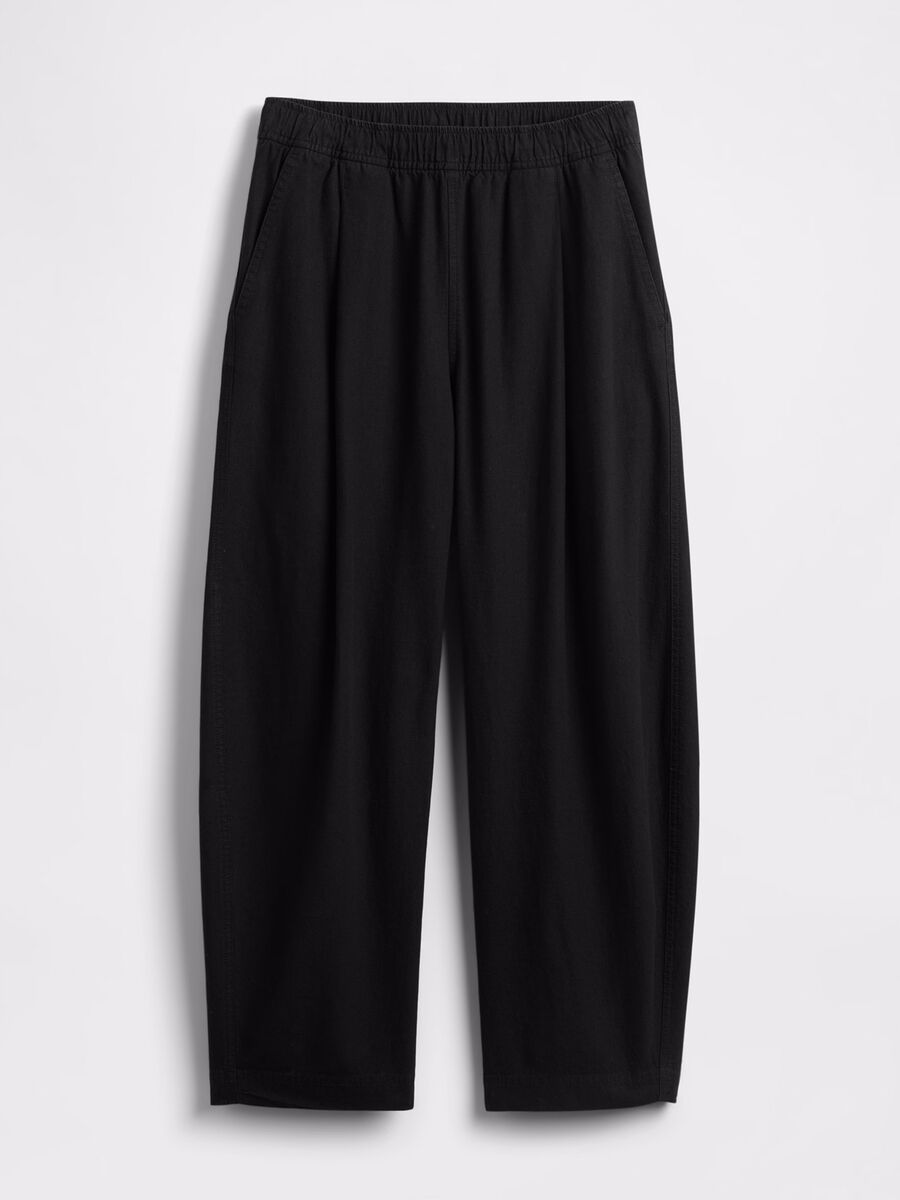 Black wide trousers in linen and viscose_7