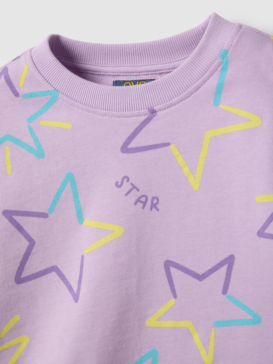 Girls' regular fit purple cotton sweatshirt with hearts_2