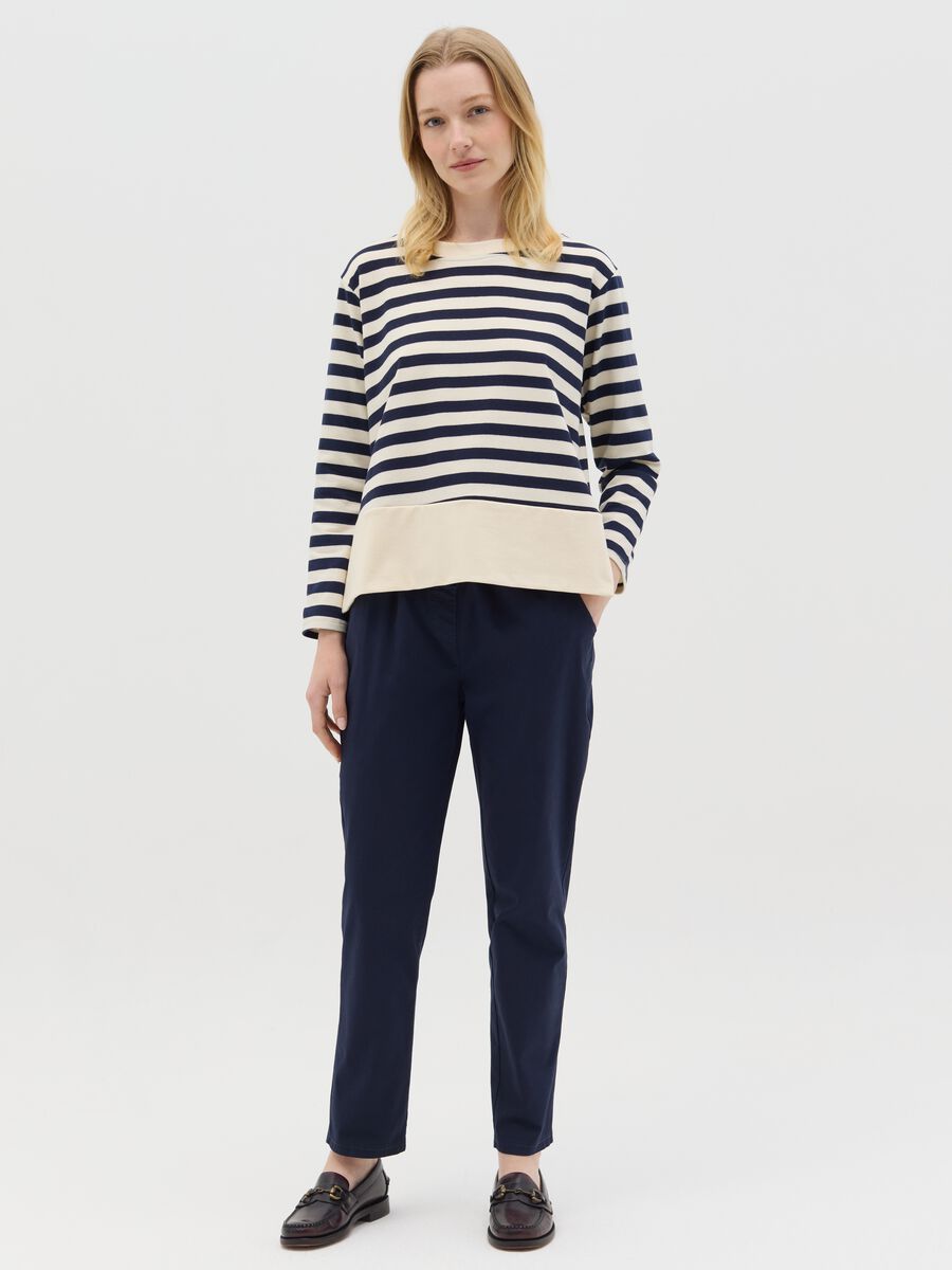 Blue and white striped top with long sleeves_1