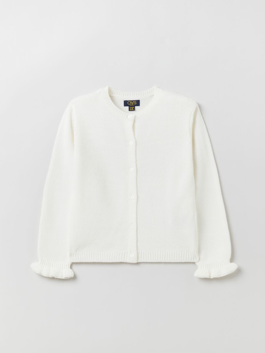 Cardigan girocollo con rouches_0