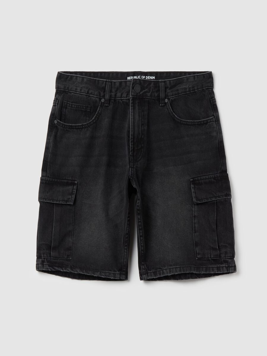 Cargo Bermuda shorts in denim_4