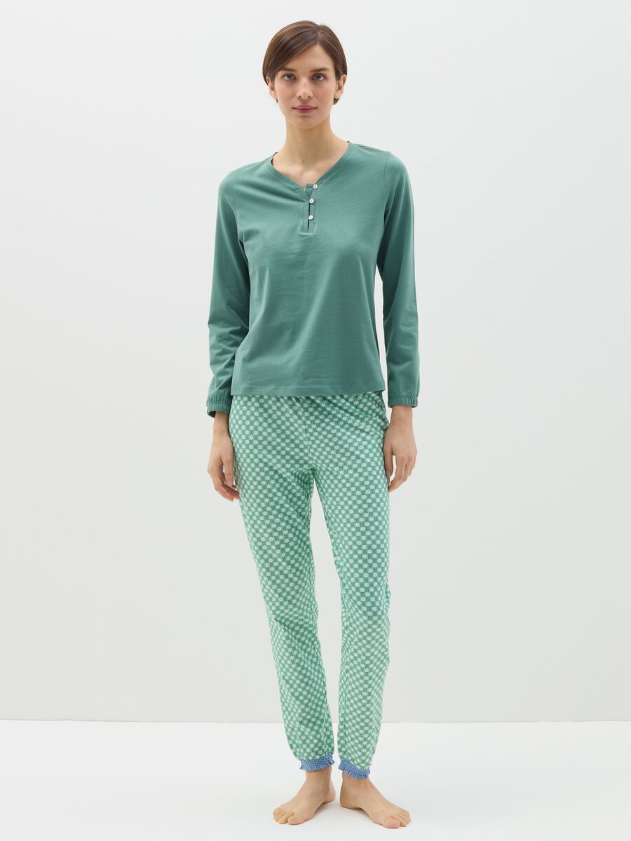 Cotton pyjama top with granddad neck_0