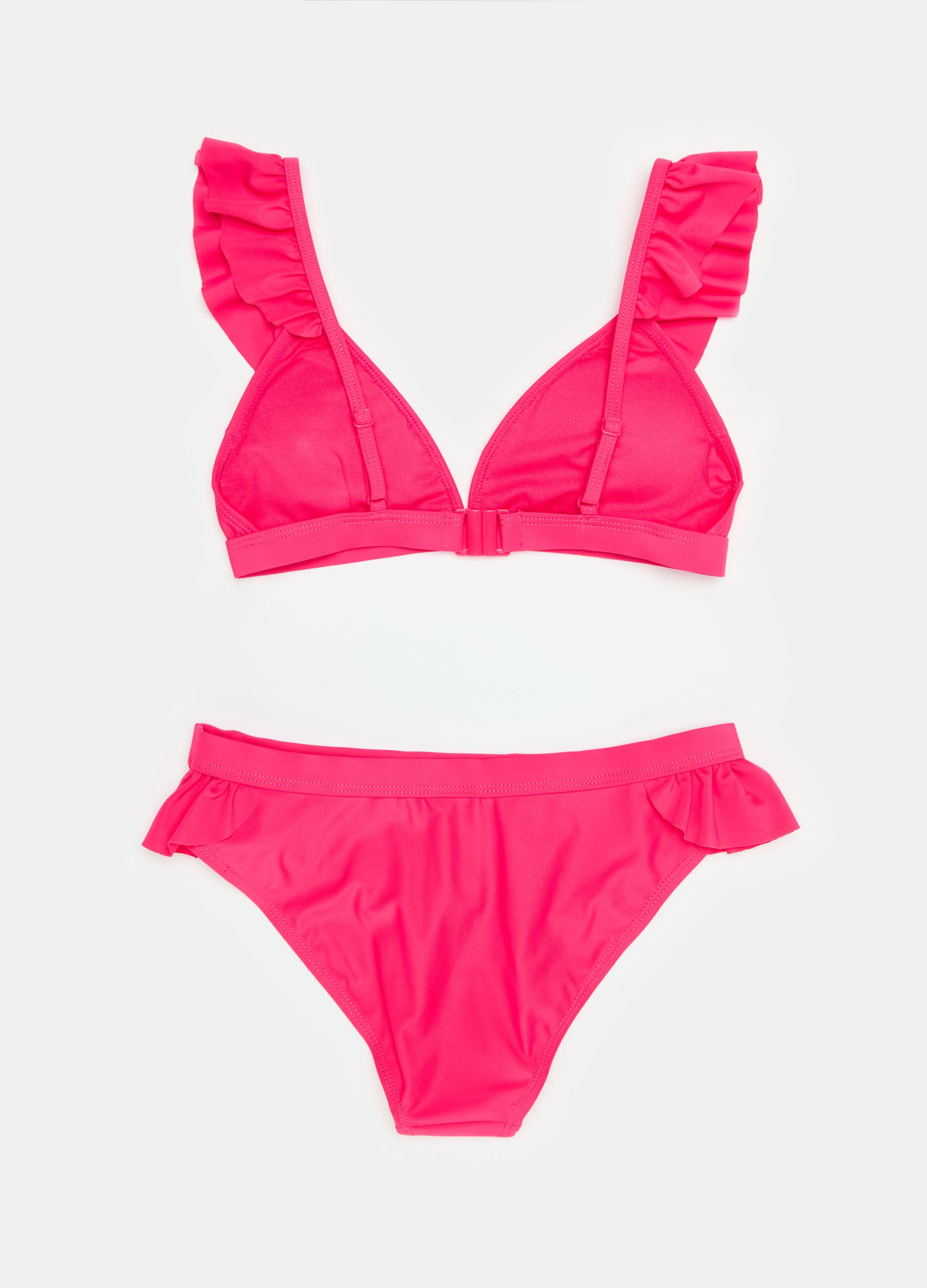 Bikini tinta unita con volant