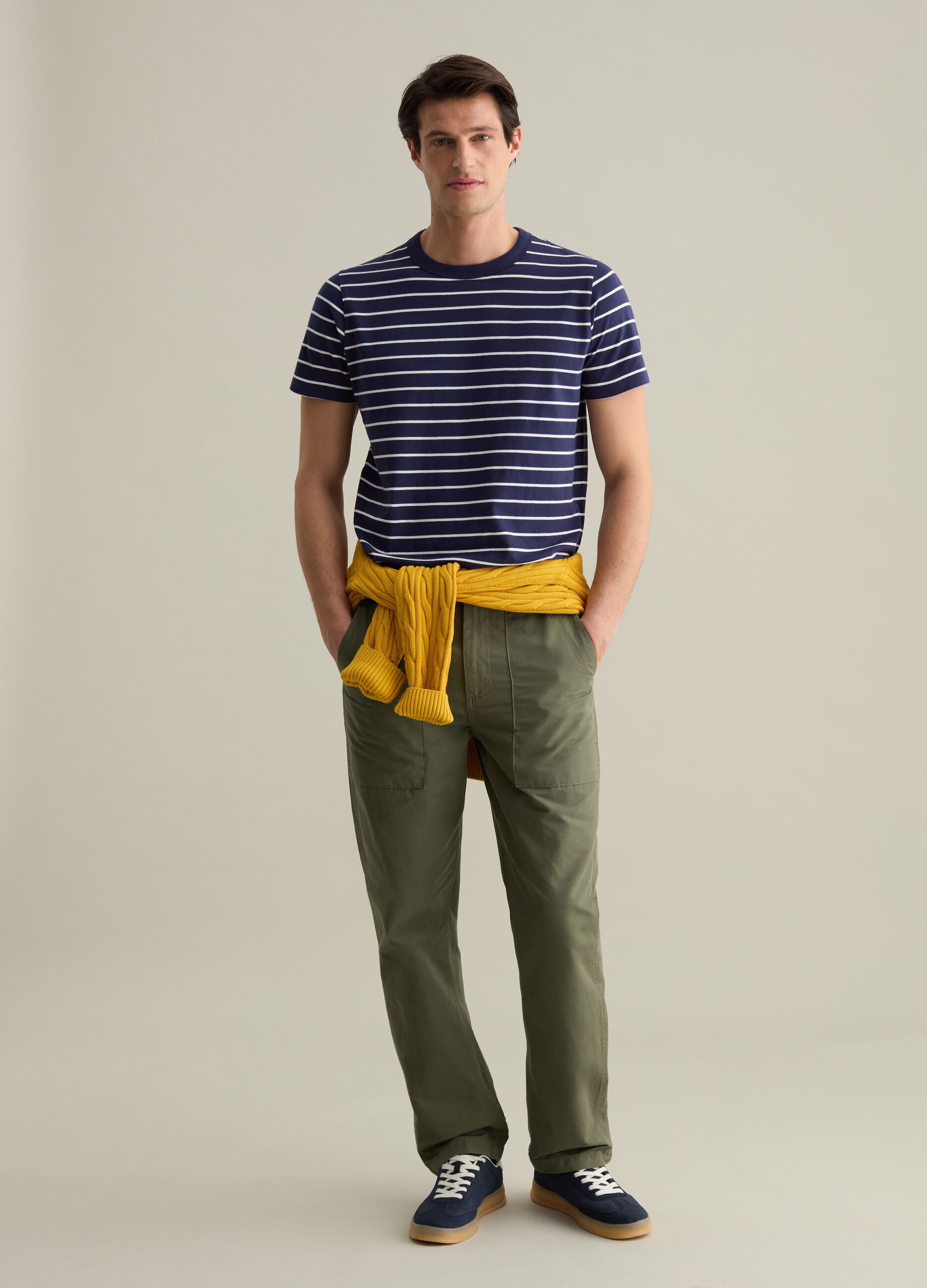 Cotton T-shirt with thin stripes