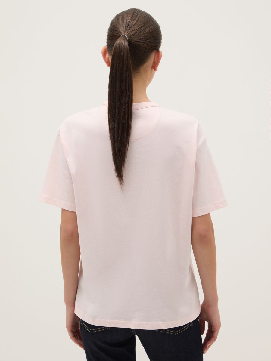 Pink pure cotton regular fit t-shirt with text_2