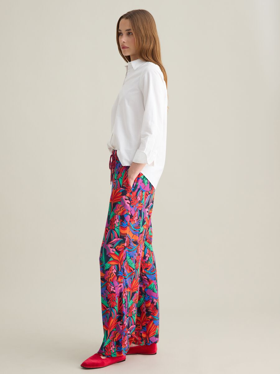 Women's Multicolour Viscose Trousers - Regular Fit_1