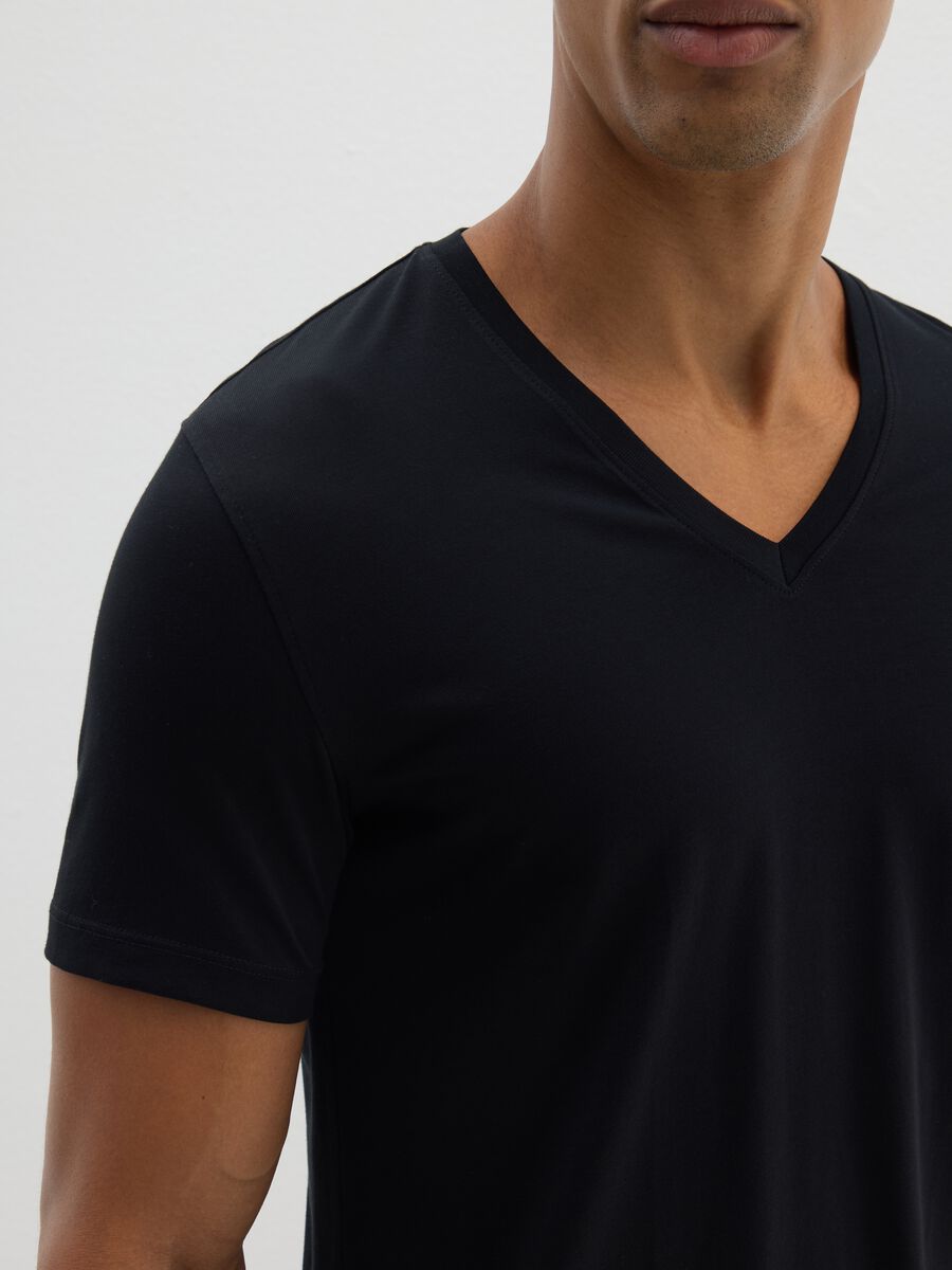 Twin pack of black Supima cotton V-neck T-shirts_3