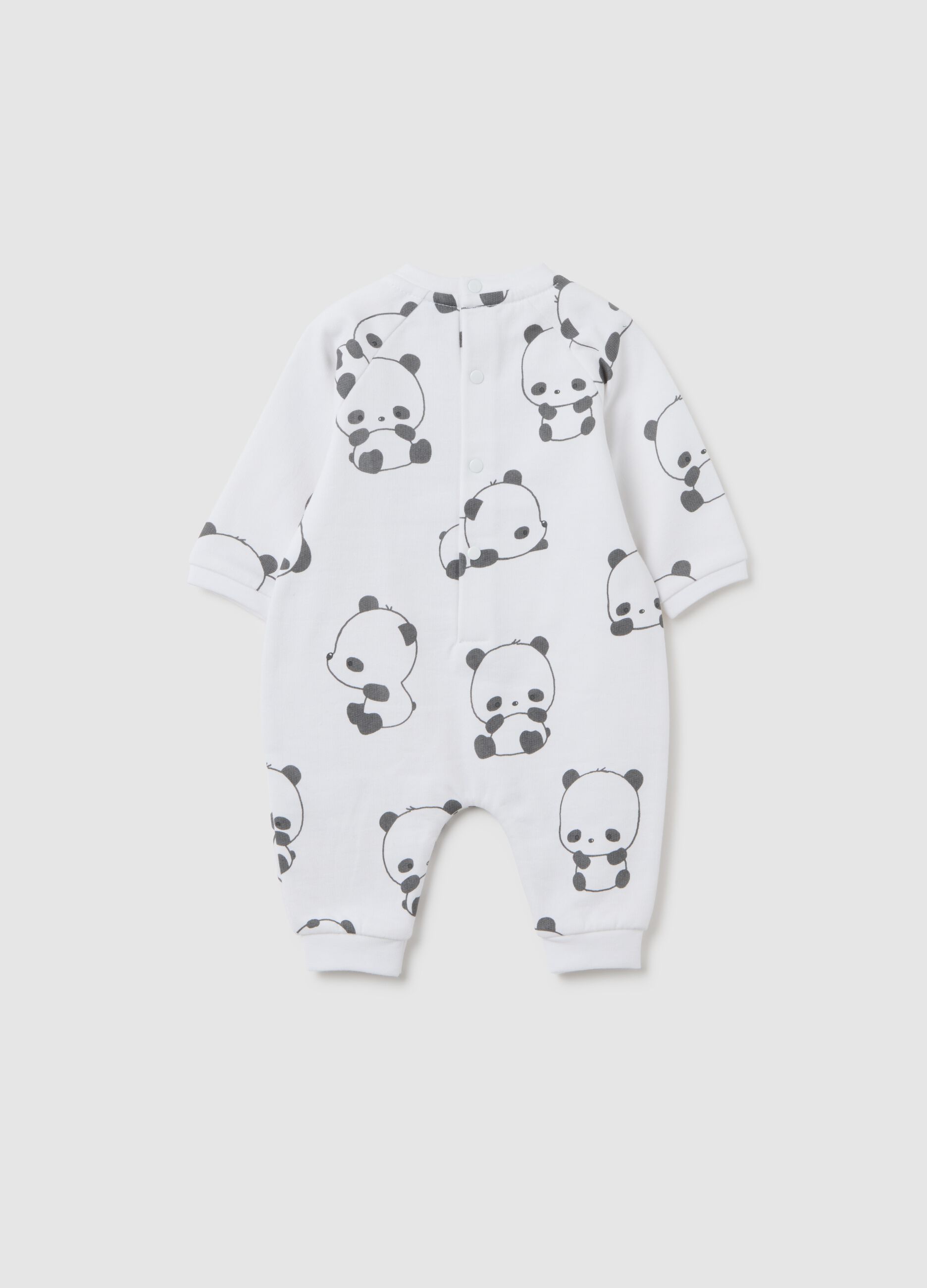 White pure cotton baby sleepsuit with print